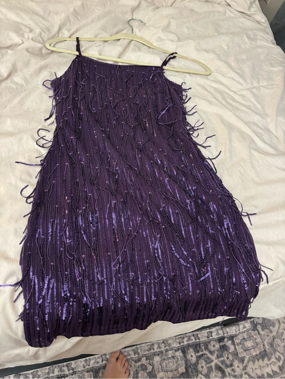 Purple Sequin Fringe Party Skirt